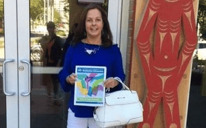 Diana holding paper
